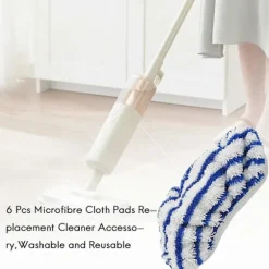 Ersättningsdukar i mikrofiber för Rowenta Clean&Steam ZR005801, tvättbara 6-pack (RY7/RY8-serien) [DB] Blue gray white