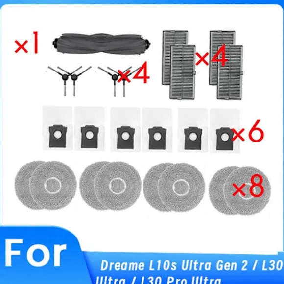 För Dreame L10s Ultra Gen 2 / L30s Ultra / L30 Pro Ultra Robotdammsugare Rulle Sidoborste HEPA-filter As Shown
