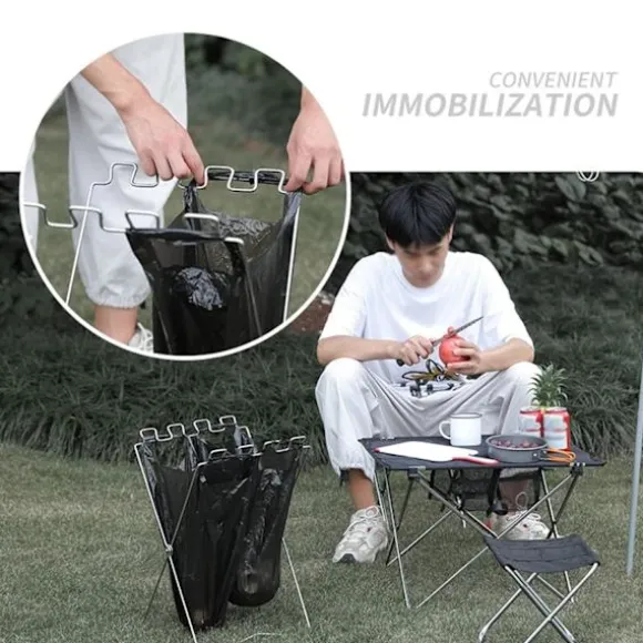 (Färg: Silver) Utomhus soptunnor Utomhus camping soptunna Cr