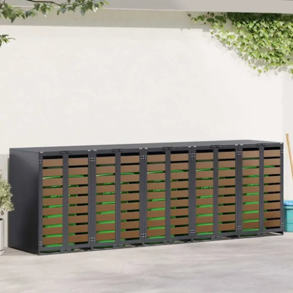Förvaring för 3 soptunnor Antracit 340 x 77,5 x 115,5 cm Stål