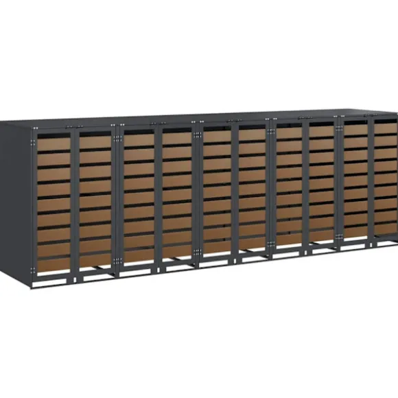Förvaring för 3 soptunnor Antracit 340 x 77,5 x 115,5 cm Stål