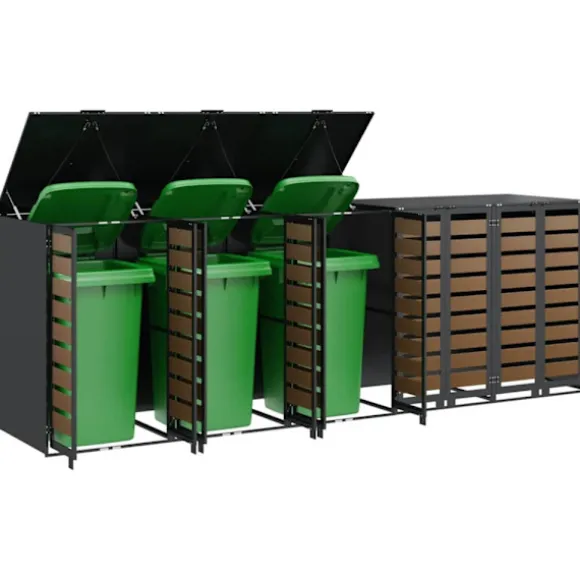 Förvaring för 3 soptunnor Antracit 340 x 77,5 x 115,5 cm Stål