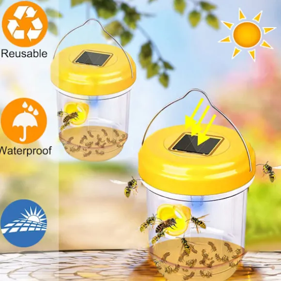 Getingfälla, 2-pack getingfällor för utomhusbruk, bålgetingsfälla, snickarbi-fällor för utomhusbruk, återanvändbar hängande bålgetingsfälla Orange