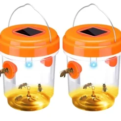 Getingfälla, 2-pack getingfällor för utomhusbruk, bålgetingsfälla, snickarbi-fällor för utomhusbruk, återanvändbar hängande bålgetingsfälla Orange