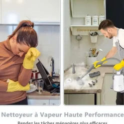 Handdammsugare med ångfunktion 1000W COSTWAY för vägglöss 300 ml tank 10 tillbehör Temperatur 95°C Tryck 3 Bar