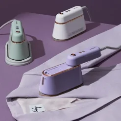 Handhållen ångstrykjärn Plaggstrykjärn Hemstrykjärn vit purple