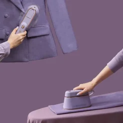 Handhållen ångstrykjärn Plaggstrykjärn Hemstrykjärn vit purple