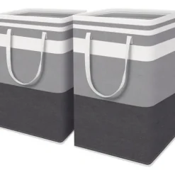 Hett erbjudande till lågt pris! 2-delad stor tvättkorg, vattentät, fristående, hopfällbar hög tvättkorg med förlängt handtag - (Gradient Grey, 75 liter) - Glad | Fyndiq