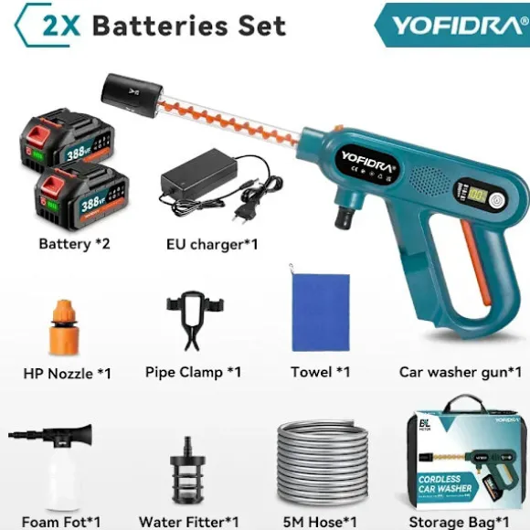 Högtryckstvätt, 220 BAR tryck, 3 växellägen,Elektrisk, 2-batteriuppsättning