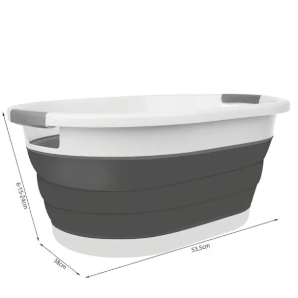 Hopfällbar Tvättkorg / Balja - Vikbar Korg 25L grå