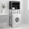 Hylla för tvättmaskin med 2 hyllplan svart 71x29,5x170,5cm järn