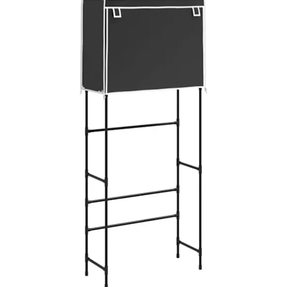 Hylla för tvättmaskin med 2 hyllplan svart 71x29,5x170,5cm järn