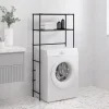 Hylla för tvättmaskin med 2 hyllplan svart 69x28x143 cm järn
