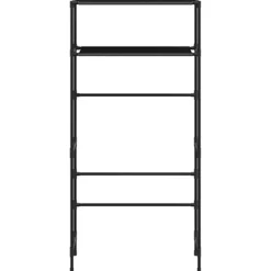 Hylla för tvättmaskin med 2 hyllplan svart 69x28x143 cm järn