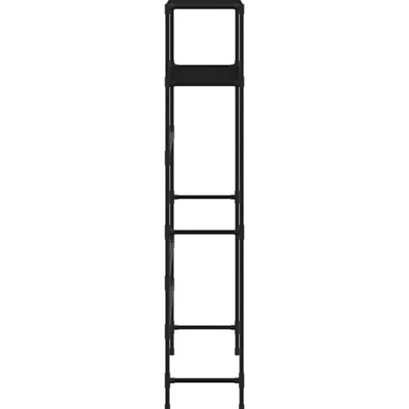 Hylla för tvättmaskin med 2 hyllplan svart 69x28x143 cm järn