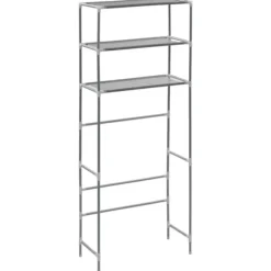 Hylla för tvättmaskin med 3 hyllplan silver 69x28x169 cm