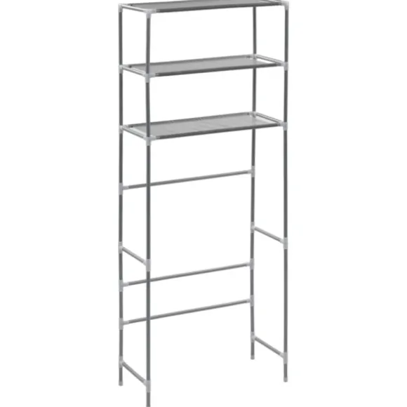 Hylla för tvättmaskin med 3 hyllplan silver 69x28x169 cm