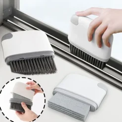 2-i-1 Spårrengöringsborste Uppgraderad Spaltrengörare För Fönsterspår Skjutdörrar Spårrengöringssvamp Light Grey