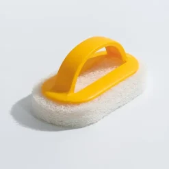 Köksvampborste, glasväggsbokborste med handtag, keramisk badkarsbotten, badkarsverktyg orange