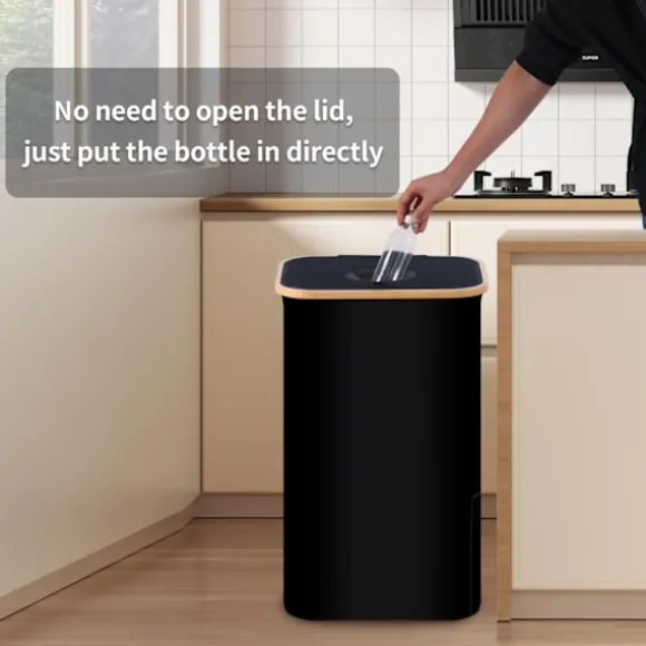100L/26 Gallon Insamlingskärl för inomhusbruk med innerpåse, tillverkad av rivtålig 600D Oxford-tyg, används för att samla in olika flaskor och kartonger i köket. Black | Fyndiq