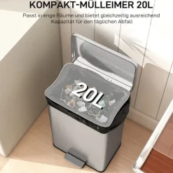 20L pedalhink med mjukstängande lock, avtagbar innerhink