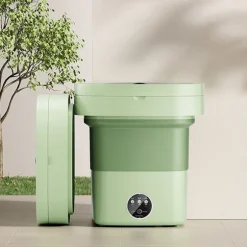 8L Portabel Mini Tvättmaskin med UV-Sterilisering Vikbar Centrifug med Dräneringskorg Dräneringsslang för Resor Bostäder