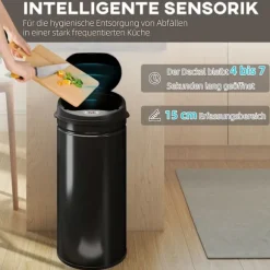 42L rostfri behållare med sensor, beröringsfri med mjukstängning