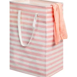 75L Stor Tvättkorg - Fristående Vattentät Tvättkorg med Förlängt Handtag - Vikbar Hög Tvättkorg Rosa Pink