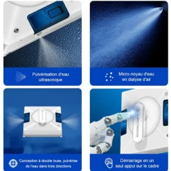 LIECTROUX Fönsterputsrobot YW509 – Spray med 4 munstycken / 3 riktningar – 100mL tank – 3000Pa – APP – Trippelsäkerhet Vit