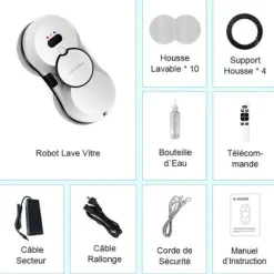 LIECTROUX Robot Fönsterputsare HCR-10 Vit - 2800 Pa - 30ml Behållare - Automatisk rengöring - Självständig intelligent fönsterputsrobot Vit