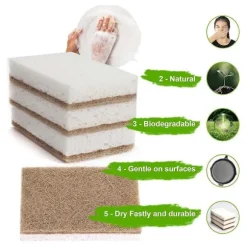 Miljövänliga Naturliga Svampar för Disk 12-pack - Biologiskt Nedbrytbar Köksvamp med Komposterbar Kokosskrubb (Fww)
