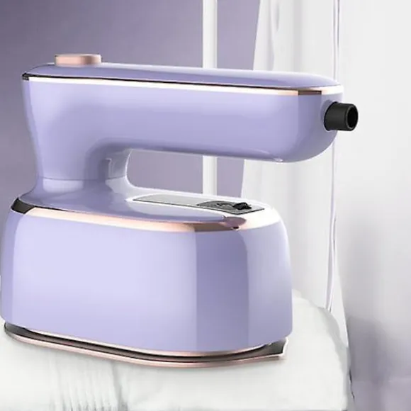 Mini Handhållen Ångstrykjärn med Roterbart Handtag Torr Våt Användning Lättviktig Bärbar Klädångare Strykmaskin purple EU Plug