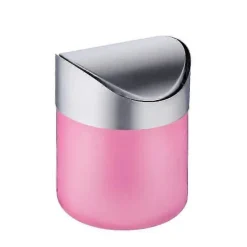 Mini Skrivbordskorg med Lock, Papperskorg Liten Skrivbordskorg Inomhus Soptunnor för Skrivbord Kontor Badrum Kök Avfallsbehållare 1st pink