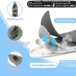 Mini Strykbord, Fällbart Kompakt Strykbord, med Strykjärnsstöd och Hängkrok, 83 x 31 cm, Grå Grå