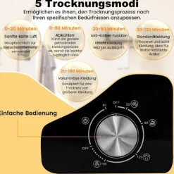 Minitorktumlare 2.5KG med 5 program upp till 69℃ avluftstork 800W