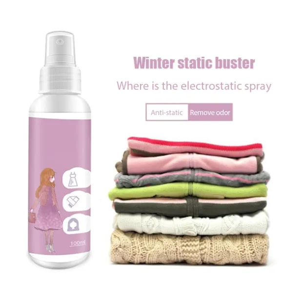 100ml Multipurpose Antistatspray Kläder Antistatisk Spray för Kläder Textilier Möbler och Bil
