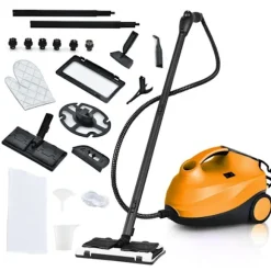 Mångsidig Dampförare 2000W COSTWAY, Bedbuggar - 1,5L Behållare, 19 Tillbehör, 4,0 Bar - LED Indikator - 108℃ - Kvalster Orange Blå