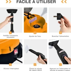 Mångsidig Dampförare 2000W COSTWAY, Bedbuggar - 1,5L Behållare, 19 Tillbehör, 4,0 Bar - LED Indikator - 108℃ - Kvalster Orange Blå