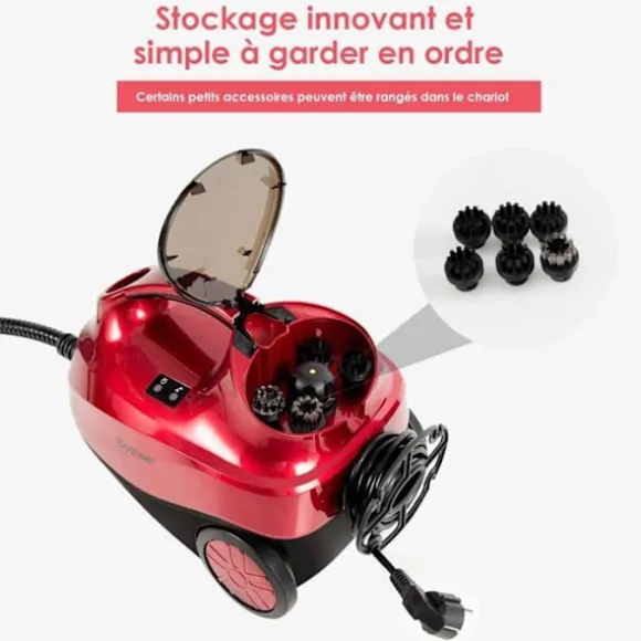 Mångsidig Ångtvättare 2000W COSTWAY för Sänglöss - 1,5L Behållare, 19 Tillbehör, 4,0 Bar, LED Indikator, 108℃, Röda kvalster Blå