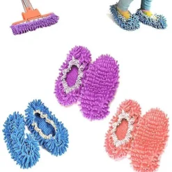 Mopptofflor, Kitteny 3 par multifunktionella mikrofibermoppskor rengöringstofflor för hemmet, 3 färger 6 st