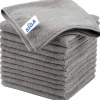 *MR.SIGA Mikrofiber Rengöringsduk, Universalhanddukar, Rändfria Rengöringstrasor, 12-pack, Grå, Storlek 32 x 32 cm (12,6 x 12,6 tum)