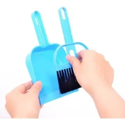 Multifunktionell Mini Sopskyffel och Borstset, små Rengöringsverktyg, kvast, portabel Sopskyffel, blå