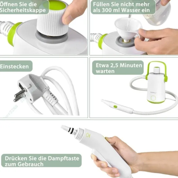 Multifunktionell ångtvätt bärbar handhållen ångrengöringsmaskin med 1000 W power green