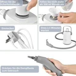 Multifunktionsångtvätt bärbar handhållen ångrengöringsmaskin med 1000 W effektgrå