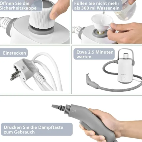 Multifunktionsångtvätt bärbar handhållen ångrengöringsmaskin med 1000 W effektgrå