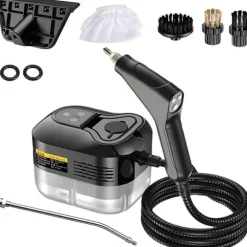 Ångtvätt för hem & bil - 2500W Handhållen tryckångare | 15 sekunders uppvärmning | 6 ångnivåer | 1,2L Vattentank - Perfekt för djuprengöring Black S2 | Fyndiq