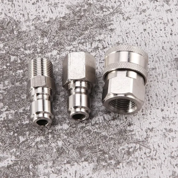 NPT 3/8 tum Han- och Honkopplingssats för Trycktvätt, Adapterset och 1 st NPT 3/8 IBY Silver