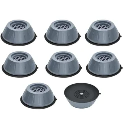 [NT] Vibrationsdämpande fötter för tvättmaskin/torktumlare Grå 8-pack