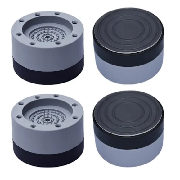 4-pack Anti-vibrationsdynor, gummibullerreducering och vibration, justerbar höjd tvättmaskinsmatta (grå)