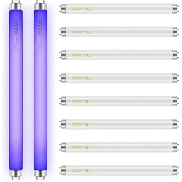 10-pack Ersättningslampor för Insektsdödare 10W Kompatibla med 20W Inomhus Insektsdödare, BL T8 F10W 13-tums Lampa Myggdödare Rör UV